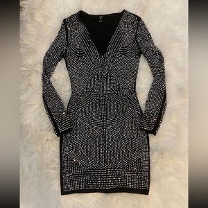 Windsor Heat Stone Sparkly Long Sleeve Bodycon Dress